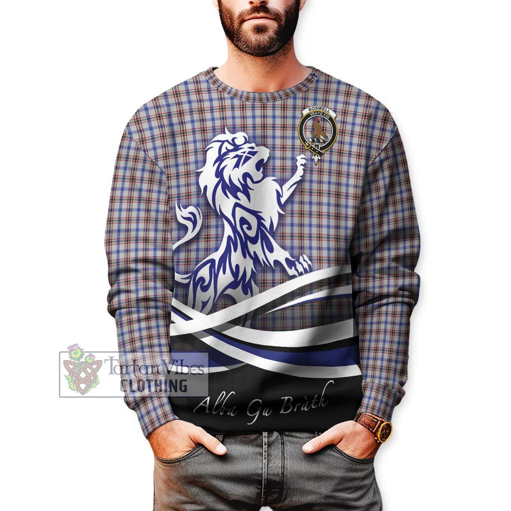 Boswell Tartan Sweatshirt with Alba Gu Brath Regal Lion Emblem Unisex - Tartan Vibes Clothing