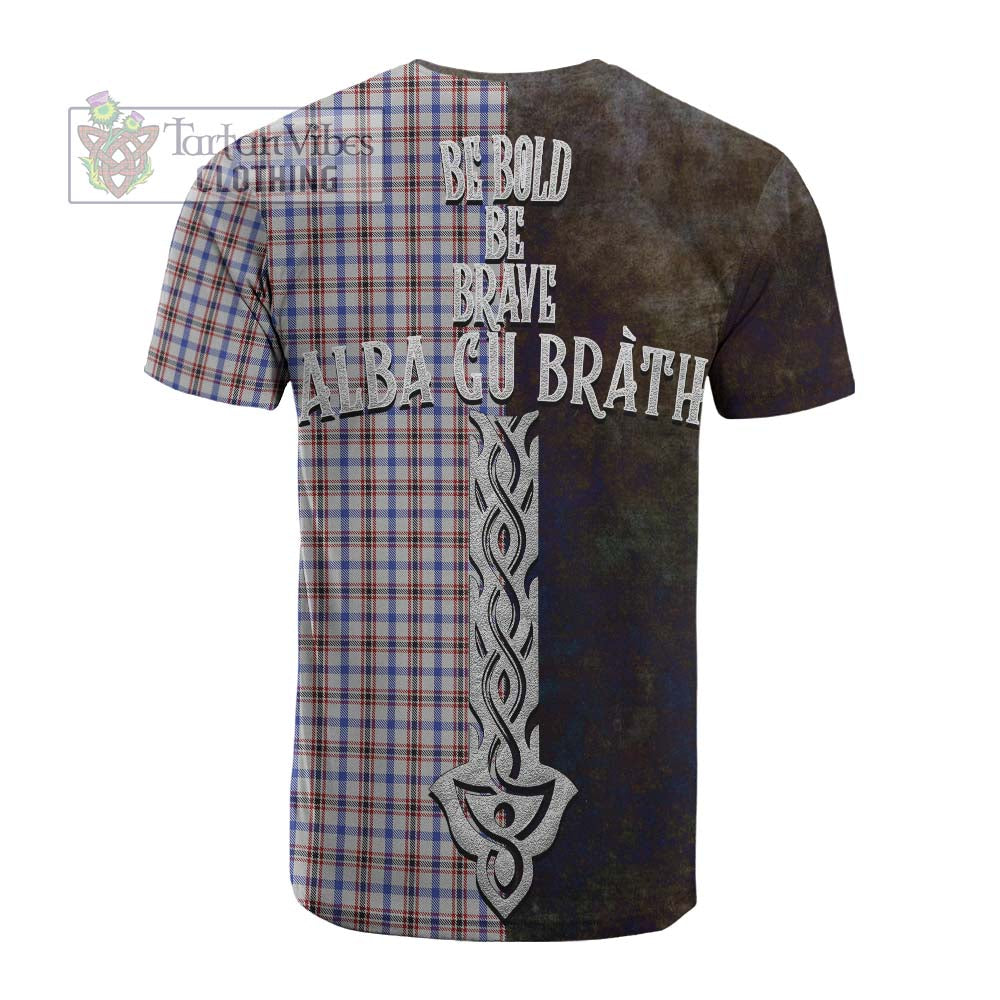 Tartan Vibes Clothing Boswell Tartan Family Crest Cotton T-shirt Alba Gu Brath Be Brave Lion Ancient Style