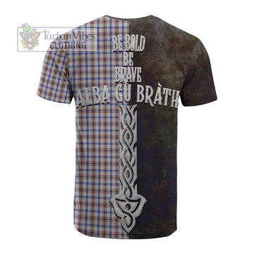 Boswell Tartan Family Crest Cotton T-shirt Alba Gu Brath Be Brave Lion Ancient Style