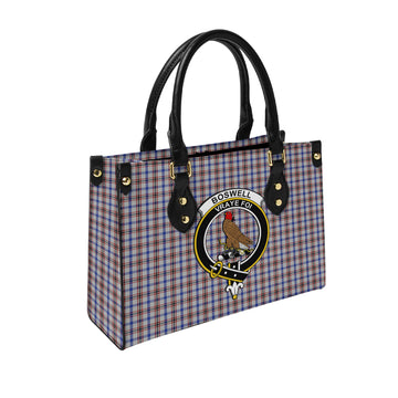 Boswell Tartan Leather Bag with Family Crest