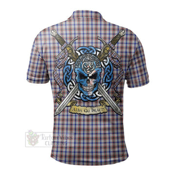Boswell Tartan Polo Shirt with Family Crest Celtic Skull Style - Tartan Vibes Clothing