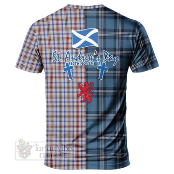 Boswell Tartan T-Shirt Happy St. Andrew's Day Half Tartan Style - Tartan Vibes Clothing