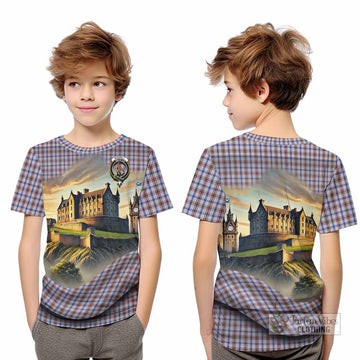 Boswell Tartan Family Crest Kid T-Shirt with Scottish Ancient Castle Style - Tartan Vibes Clothing