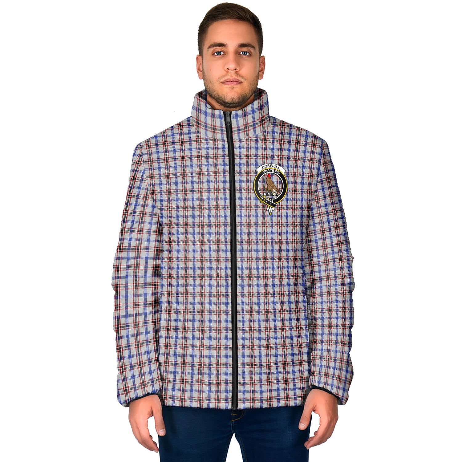Boswell Tartan Padded Jacket with Family Crest - Tartan Vibes Clothing
