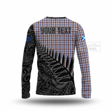 Boswell Crest Tartan Long Sleeve T-Shirt with New Zealand Silver Fern Half Style - Tartan Vibes Clothing