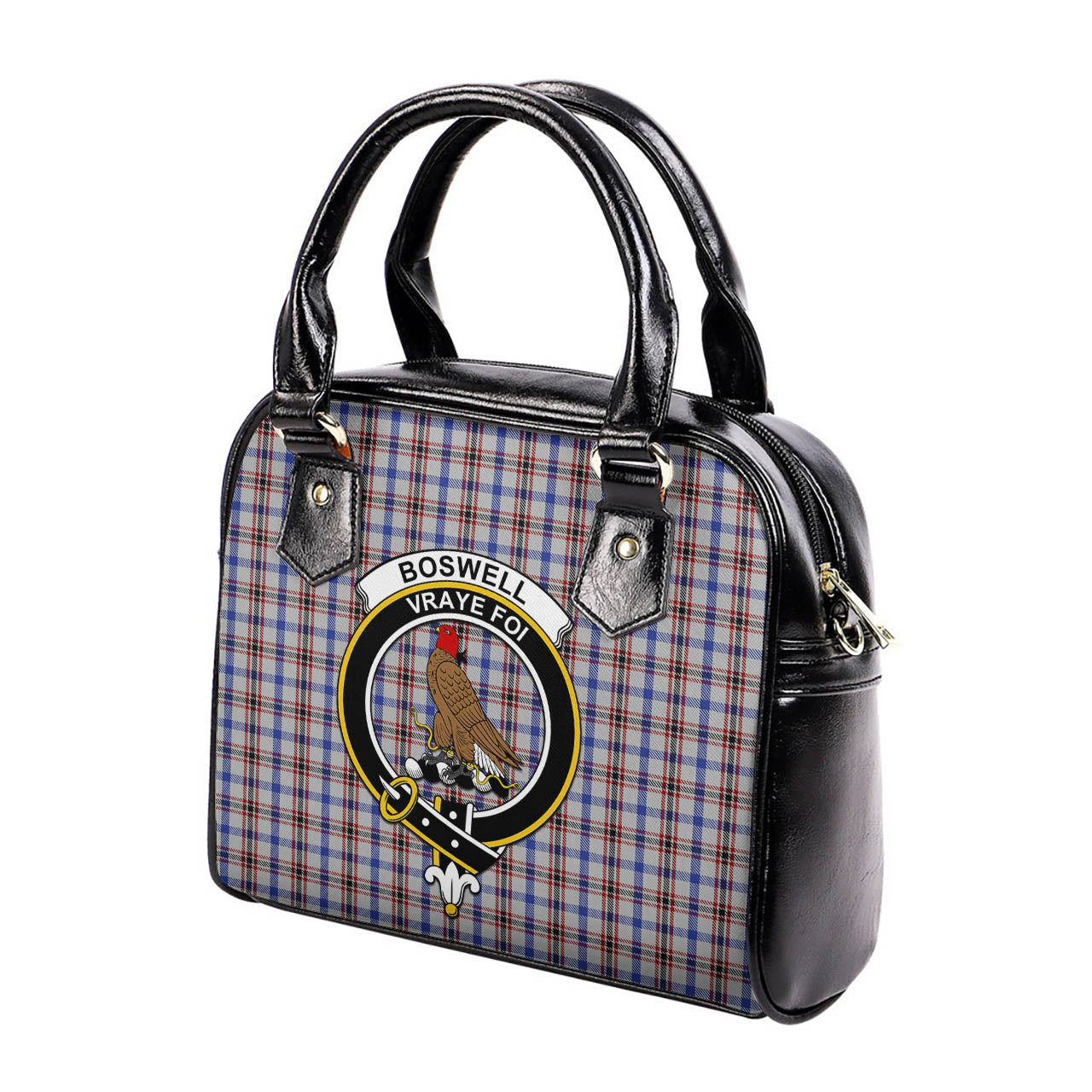 Boswell Tartan Shoulder Handbags with Family Crest - Tartan Vibes Clothing
