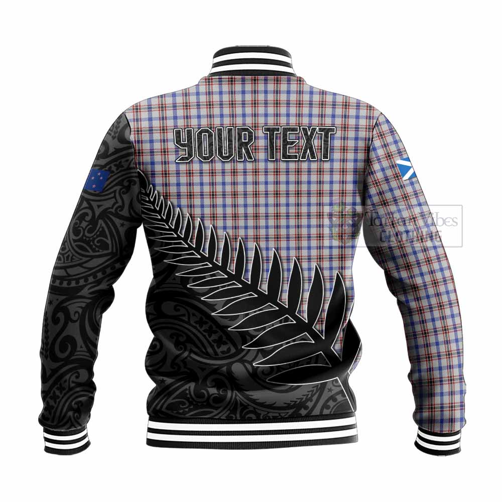 Boswell Crest Tartan Baseball Jacket with New Zealand Silver Fern Half Style - Tartan Vibes Clothing