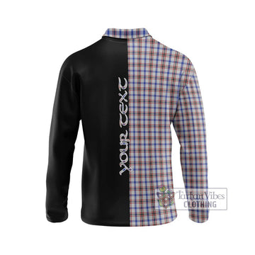 Boswell Tartan Long Sleeve Polo Shirt with Family Crest and Half Of Me Style - Tartan Vibes Clothing