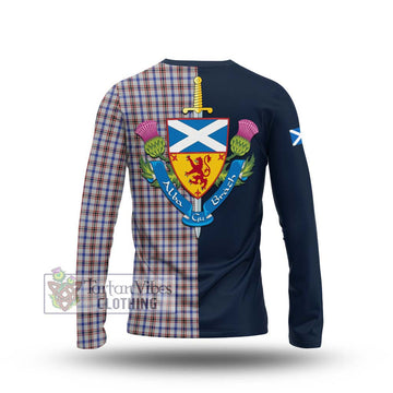 Boswell Tartan Long Sleeve T-Shirt Alba with Scottish Lion Royal Arm Half Style - Tartan Vibes Clothing
