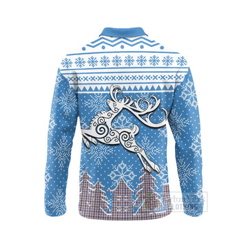 Boswell Clan Christmas Long Sleeve Polo Shirt Celtic Reindeer Style - Tartan Vibes Clothing