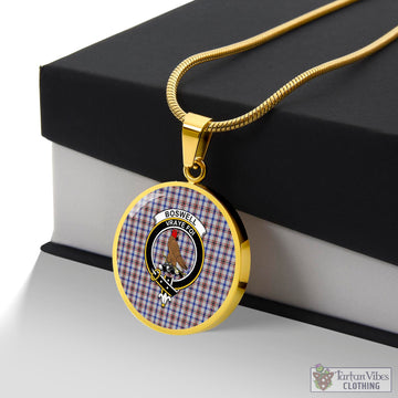 Boswell Tartan Circle Necklace with Family Crest Luxury Necklace (Gold) No - Tartan Vibes Clothing