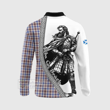 Boswell Tartan Clan Crest Long Sleeve Polo Shirt with Highlander Warrior Celtic Style - Tartan Vibes Clothing