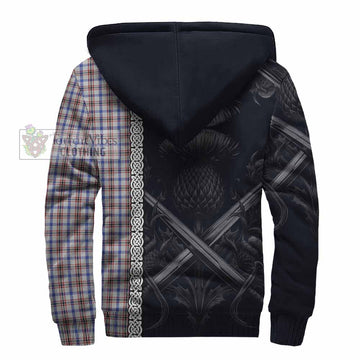 Boswell Tartan Sherpa Hoodie with Family Crest Cross Sword Thistle Celtic Vibes - Tartan Vibes Clothing