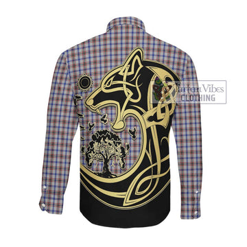 Boswell Tartan Long Sleeve Button Shirt with Family Crest Celtic Wolf Style Men's Shirt - Tartan Vibes Clothing