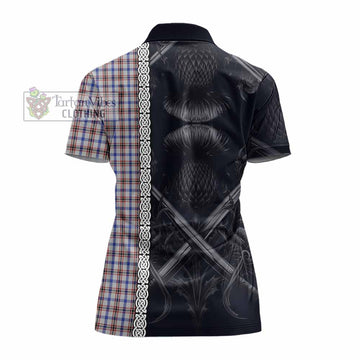 Boswell Tartan Women's Polo Shirt with Family Crest Cross Sword Thistle Celtic Vibes - Tartan Vibes Clothing