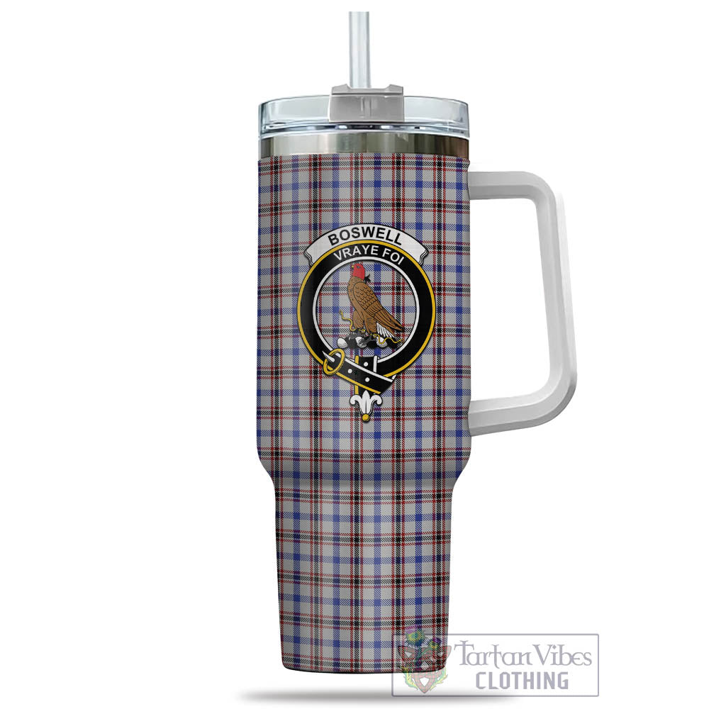 Boswell Tartan Tumbler with Handle with Family Crest - Tartan Vibes Clothing