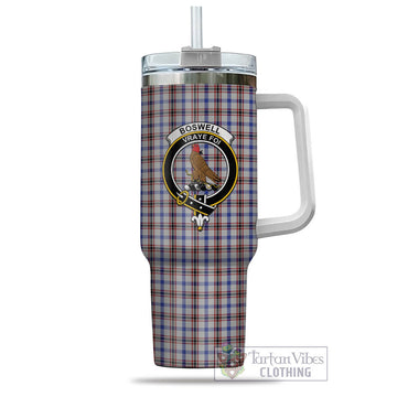 Boswell Tartan and Family Crest Tumbler with Handle