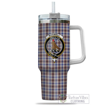 Boswell Tartan Tumbler with Handle with Family Crest - Tartan Vibes Clothing
