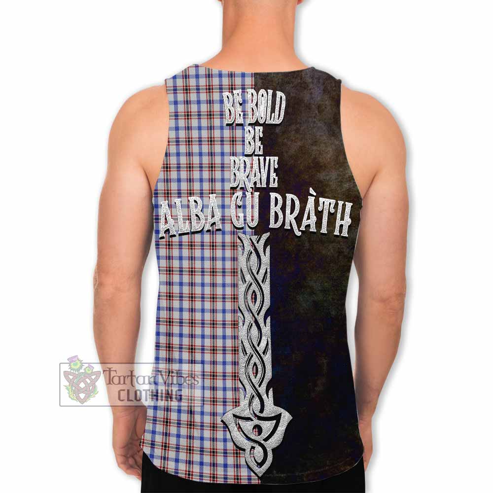 Tartan Vibes Clothing Boswell Tartan Family Crest Men's Tank Top Alba Gu Brath Be Brave Lion Ancient Style