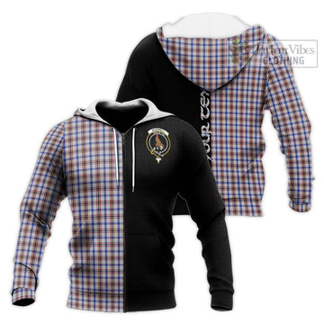 Boswell Tartan Knitted Hoodie with Family Crest and Half Of Me Style Unisex Knitted Zip Hoodie - Tartan Vibes Clothing