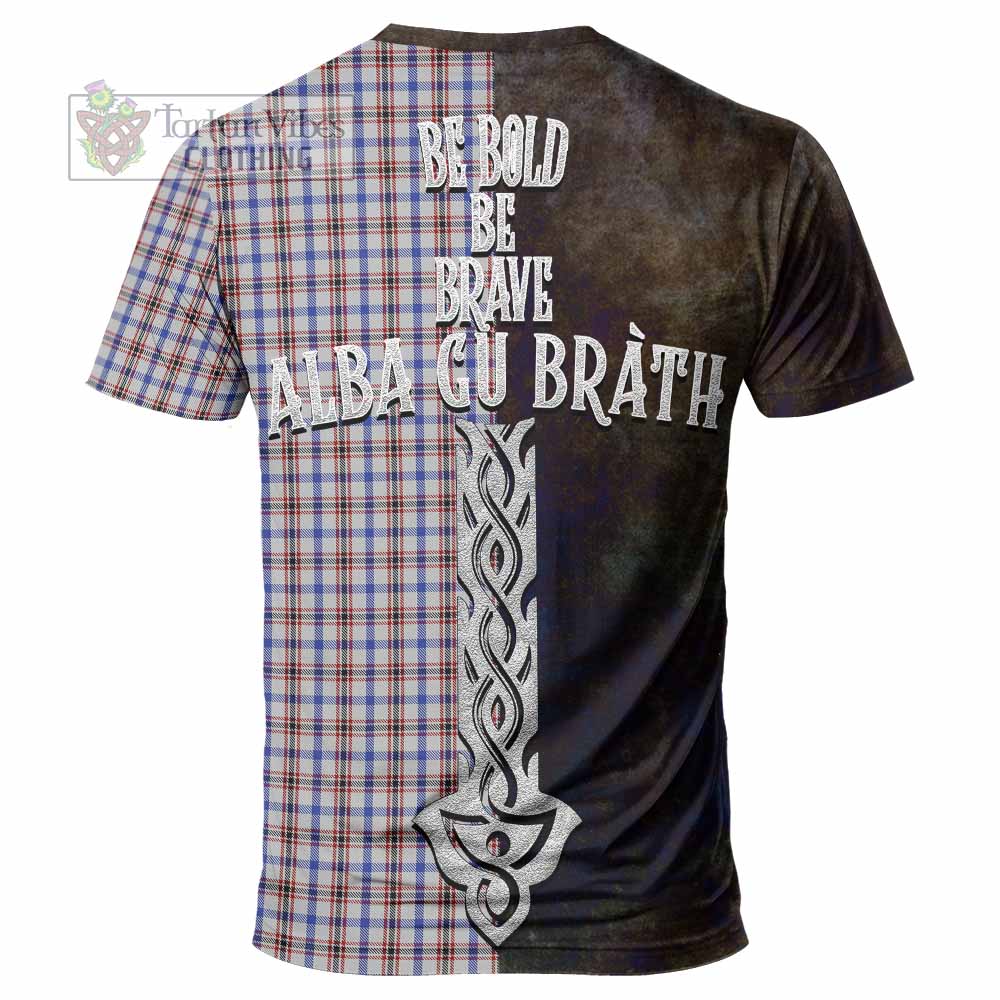 Tartan Vibes Clothing Boswell Tartan Family Crest T-Shirt Alba Gu Brath Be Brave Lion Ancient Style