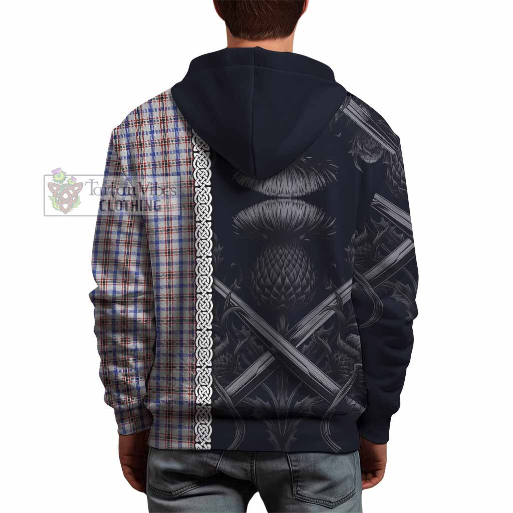 Boswell Tartan Hoodie with Family Crest Cross Sword Thistle Celtic Vibes - Tartan Vibes Clothing