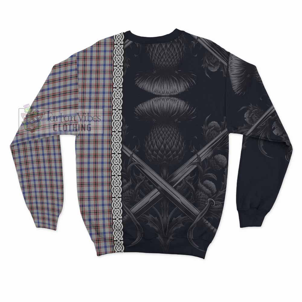 Boswell Tartan Sweatshirt with Family Crest Cross Sword Thistle Celtic Vibes - Tartan Vibes Clothing