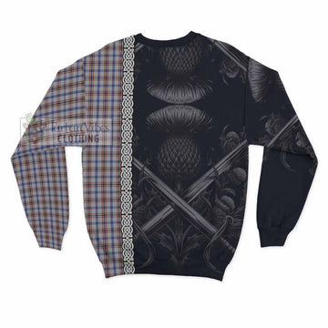 Boswell Tartan Sweatshirt with Family Crest Cross Sword Thistle Celtic Vibes - Tartan Vibes Clothing