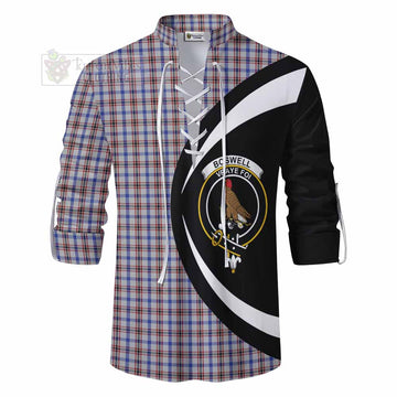 Boswell Tartan Ghillie Kilt Shirt with Family Crest Circle Style - Tartan Vibes Clothing