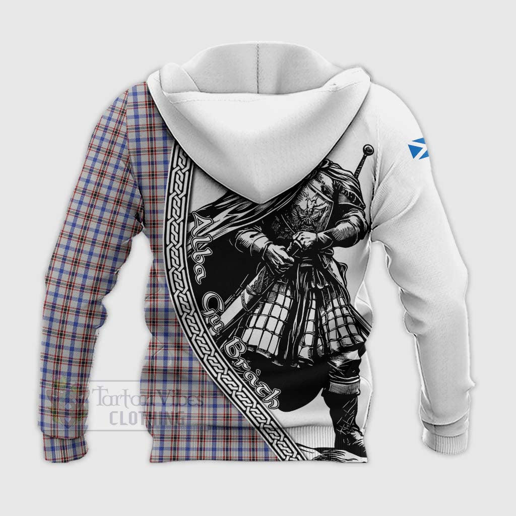 Boswell Tartan Clan Crest Knitted Hoodie with Highlander Warrior Celtic Style - Tartan Vibes Clothing