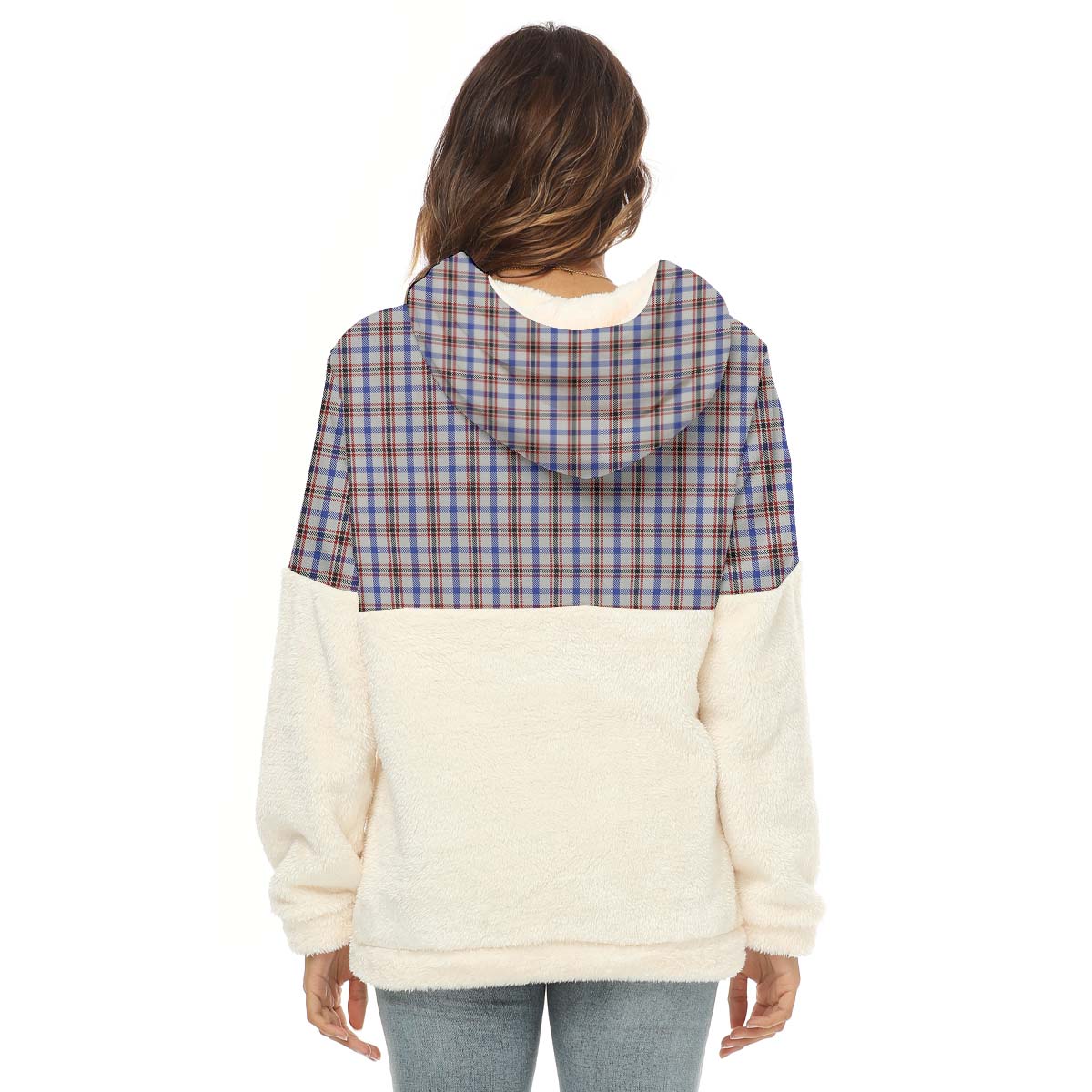 Boswell Tartan Half Style Women's Borg Fleece Hoodie with Half Zip - Tartan Vibes Clothing