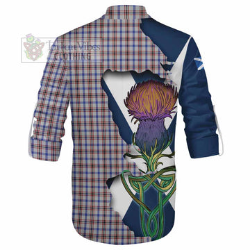 Tartan Vibes Clothing Boswell Tartan Family Crest Ghillie Kilt Shirt Scottish Thistle Celtic Inspired