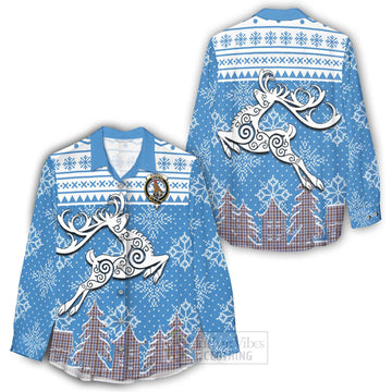 Boswell Clan Christmas Women's Casual Shirt Celtic Reindeer Style - Tartan Vibes Clothing