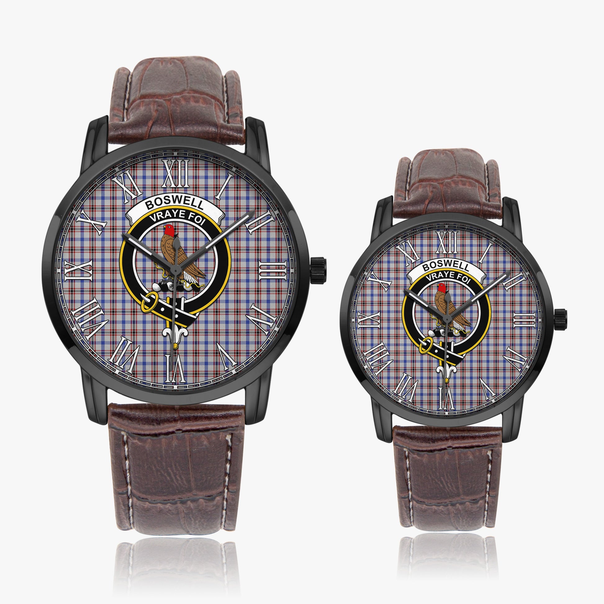 Boswell Tartan Family Crest Leather Strap Quartz Watch - Tartan Vibes Clothing