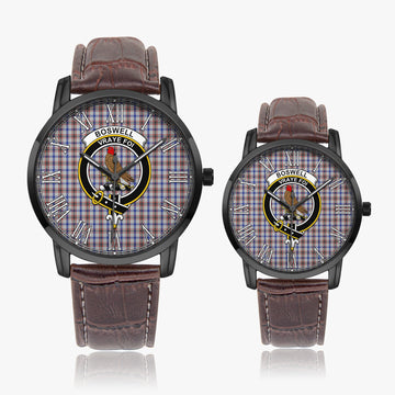 Boswell Tartan Family Crest Leather Strap Quartz Watch - Tartan Vibes Clothing