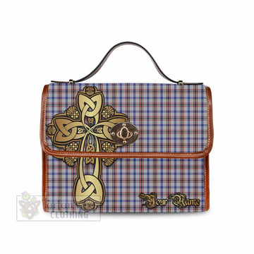 Tartan Vibes Clothing Boswell Tartan Waterproof Canvas Bag Golden Thistle Celtic Cross Style