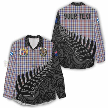 Boswell Crest Tartan Women's Casual Shirt with New Zealand Silver Fern Half Style - Tartan Vibes Clothing