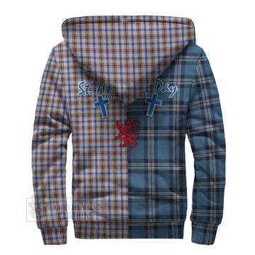 Boswell Tartan Sherpa Hoodie Happy St. Andrew's Day Half Tartan Style - Tartan Vibes Clothing