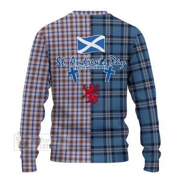 Boswell Tartan Knitted Sweater Happy St. Andrew's Day Half Tartan Style - Tartan Vibes Clothing