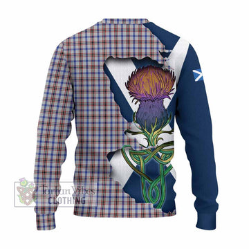 Tartan Vibes Clothing Boswell Tartan Family Crest Knitted Sweater Scottish Thistle Celtic Inspired