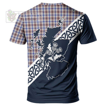 Boswell Tartan T-Shirt Featuring Thistle and Scotland Map - Tartanvibesclothing Store