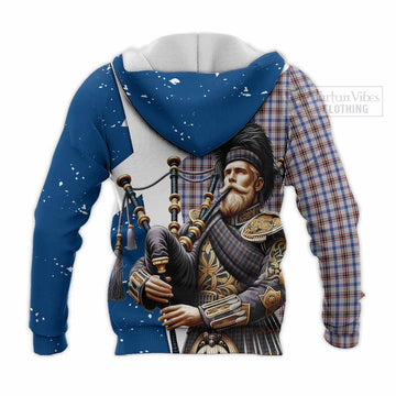 Boswell Tartan Knitted Hoodie with Family Crest Scottish Bagpiper Vibes - Tartan Vibes Clothing