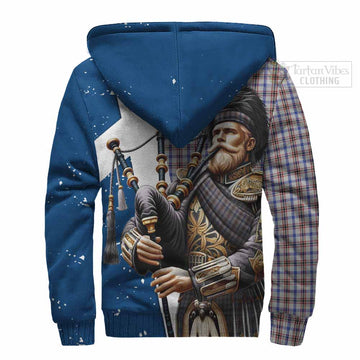 Boswell Tartan Sherpa Hoodie with Family Crest Scottish Bagpiper Vibes - Tartan Vibes Clothing