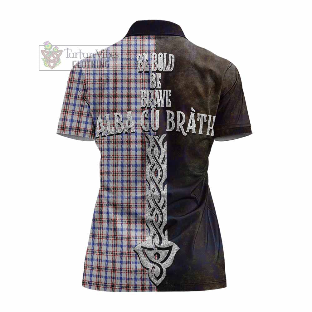 Tartan Vibes Clothing Boswell Tartan Family Crest Women's Polo Shirt Alba Gu Brath Be Brave Lion Ancient Style