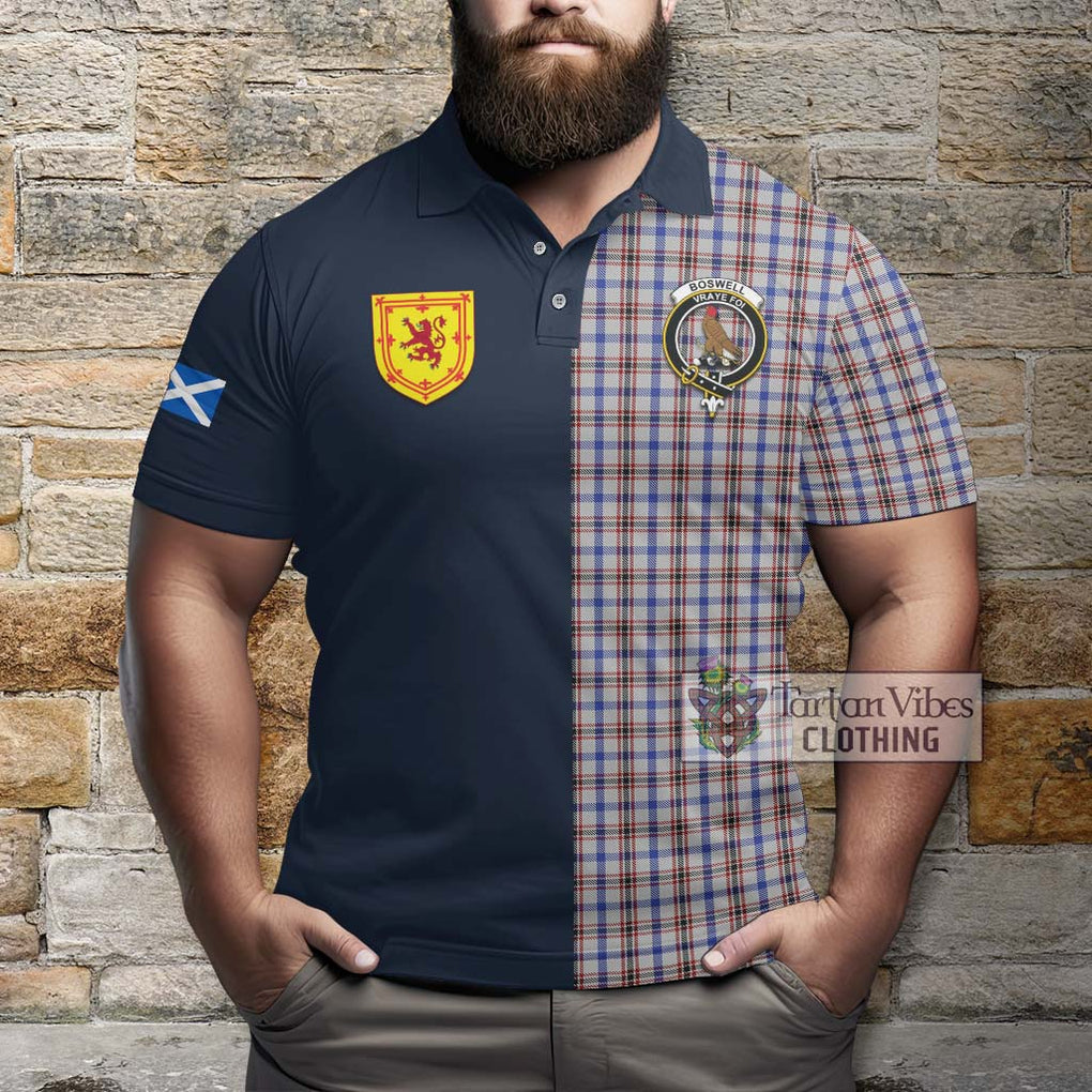 Boswell Tartan Polo Shirt Alba with Scottish Lion Royal Arm Half Style - Tartan Vibes Clothing