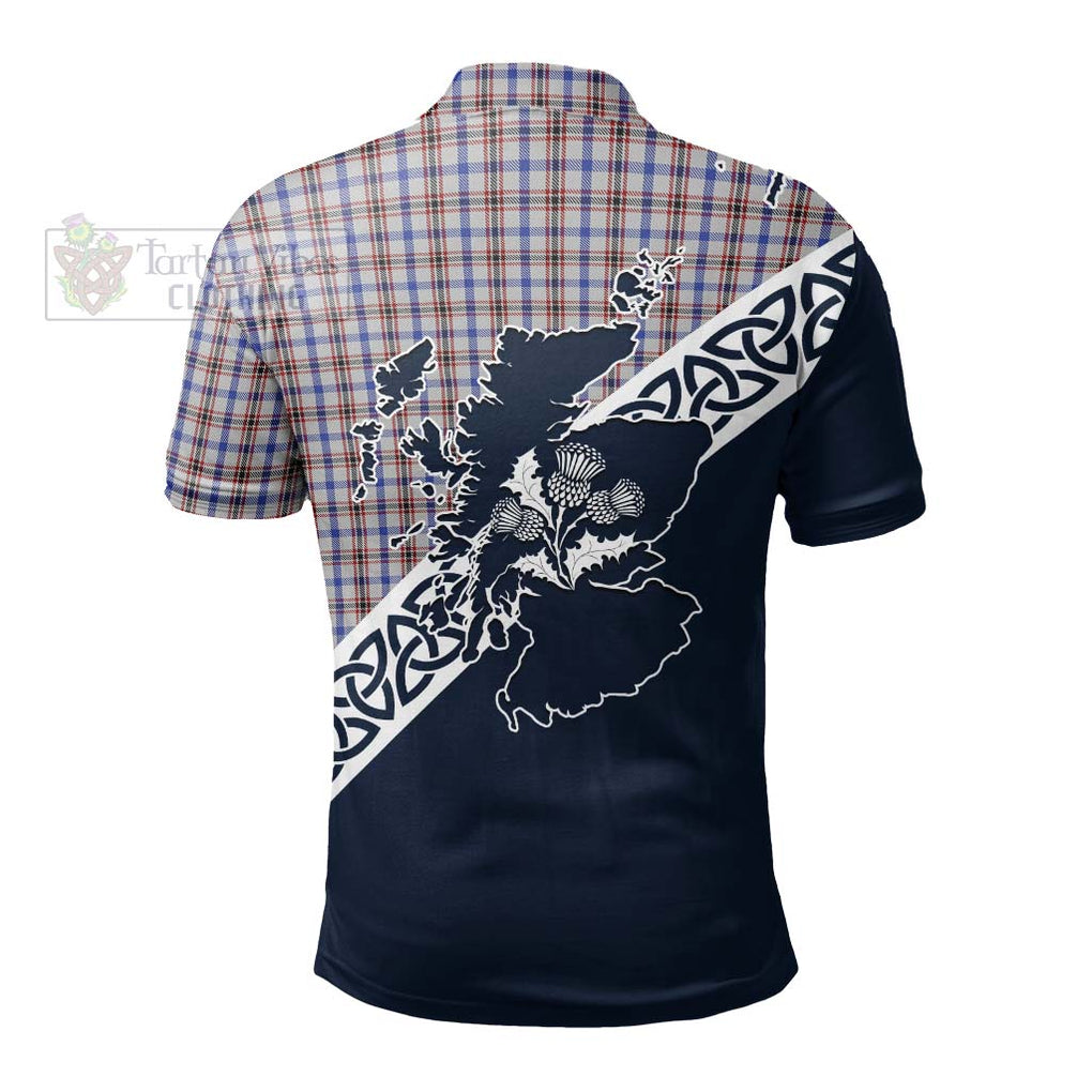 Boswell Tartan Polo Shirt Featuring Thistle and Scotland Map - Tartanvibesclothing Store