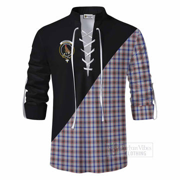 Boswell Tartan Ghillie Kilt Shirt with Family Crest and Military Logo Style - Tartan Vibes Clothing