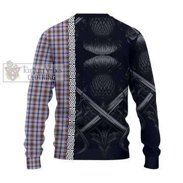 Boswell Tartan Knitted Sweater with Family Crest Cross Sword Thistle Celtic Vibes - Tartan Vibes Clothing