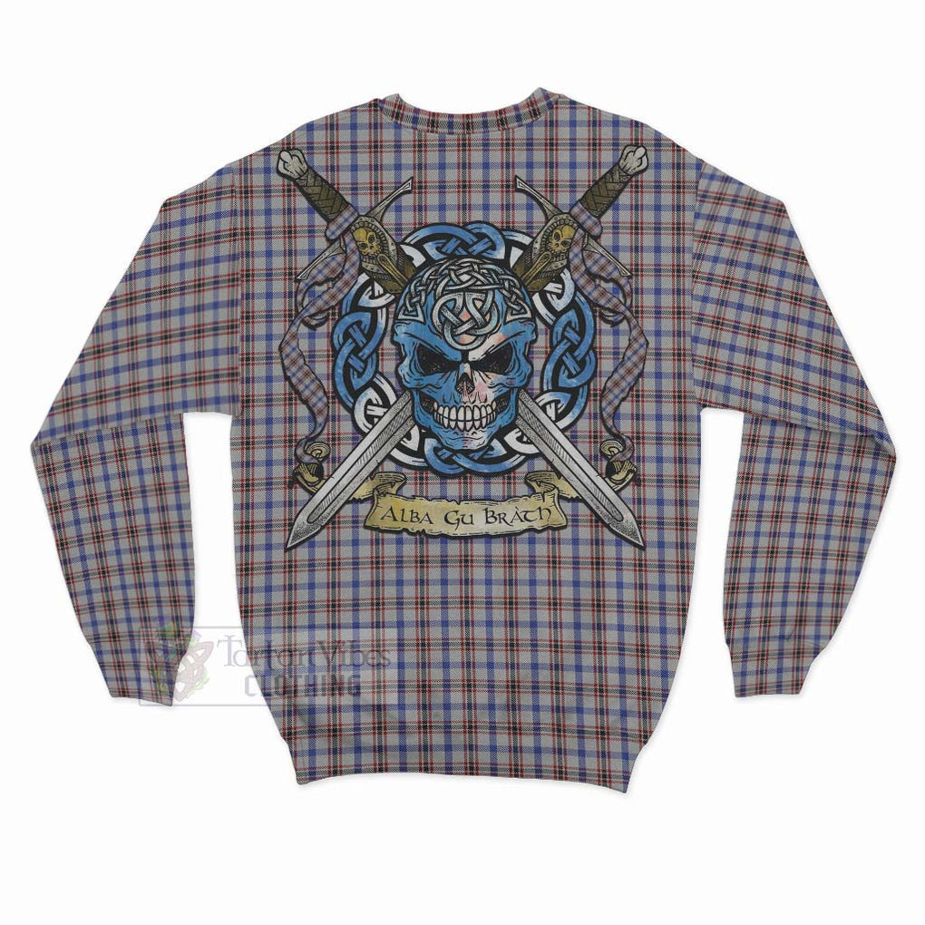 Boswell Tartan Sweatshirt with Family Crest Celtic Skull Style - Tartan Vibes Clothing