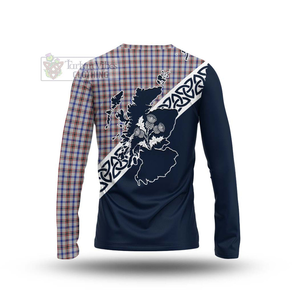 Boswell Tartan Long Sleeve T-Shirt Featuring Thistle and Scotland Map - Tartan Vibes Clothing